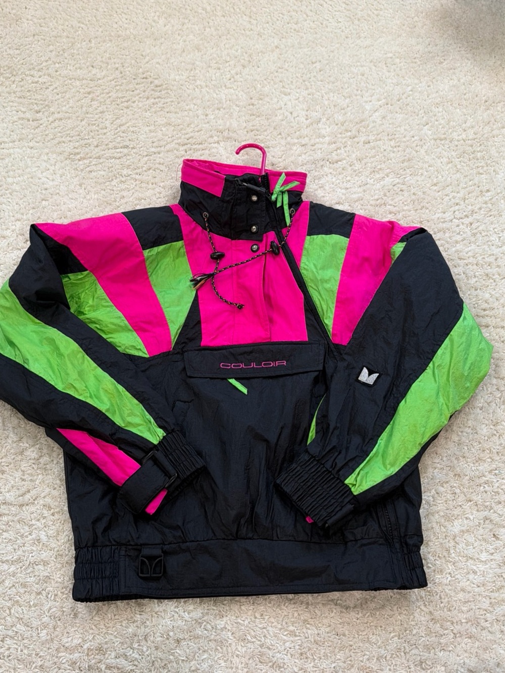 Women’s Vintage 90's Couloir Neon Color Block Puffer Winter Ski Coat Jacket Sz 8